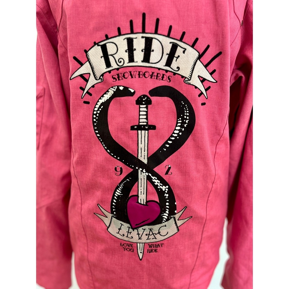 Ride Snowboards Levac Leanne Pelosi Pink Hooded Snowboard Jacket Womens Small